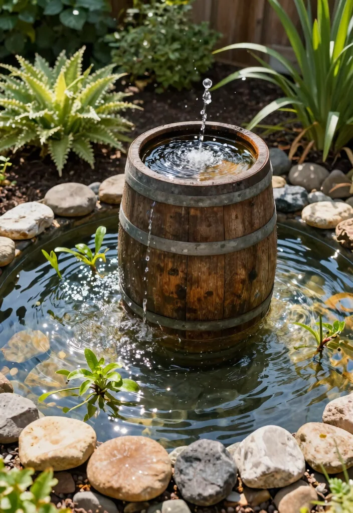 10 Barrel Planter Ideas for Rustic Garden and Patio Styling - 9. DIY Barrel Planter Fountain