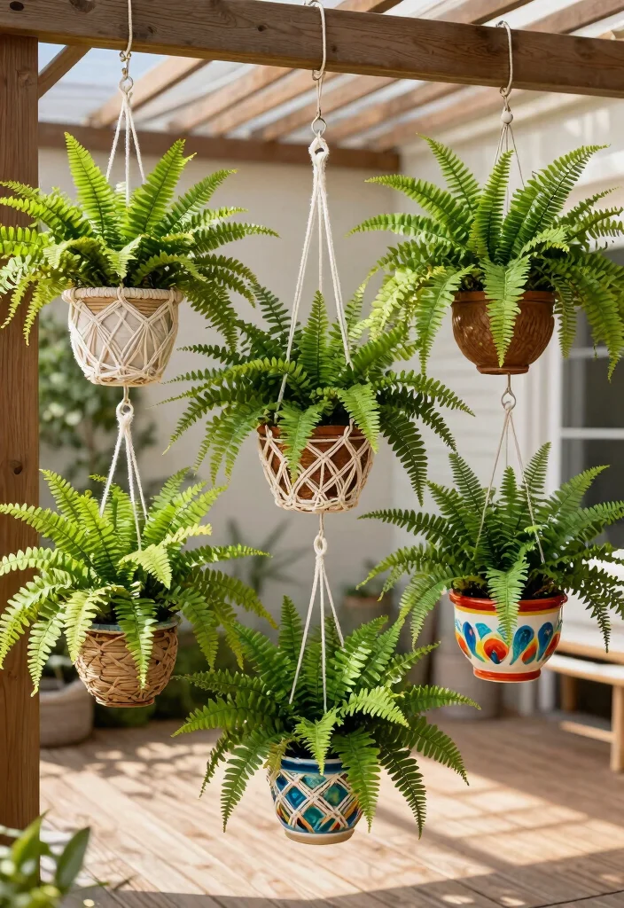 10 Boston Fern Planter Ideas for Breezy Porch and Patio Style 1 10 Boston Fern Planter Ideas for Breezy Porch and Patio Style - 1. Whimsical Hanging Baskets