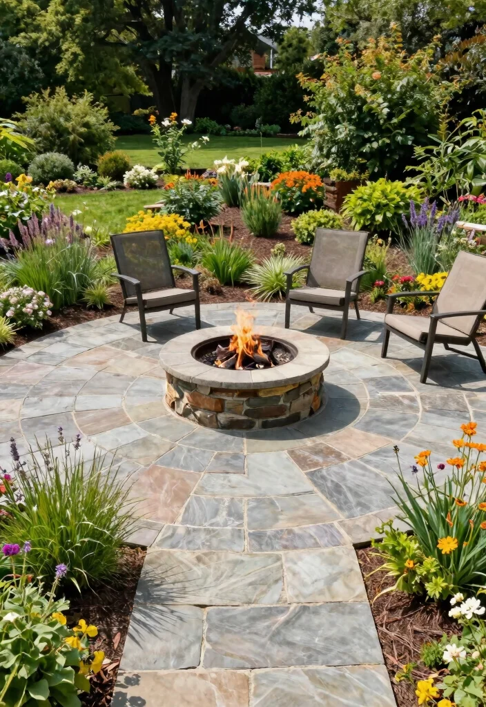 10 Circle Patio Ideas for Charming and Balanced Garden Layouts - 1. Classic Stone Circle Patio