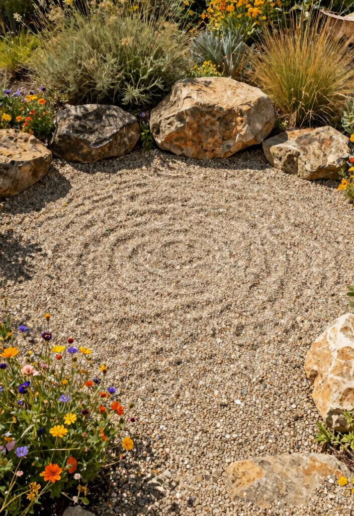10 Circle Patio Ideas for Charming and Balanced Garden Layouts - 4. Circular Gravel Patio with Native Flora