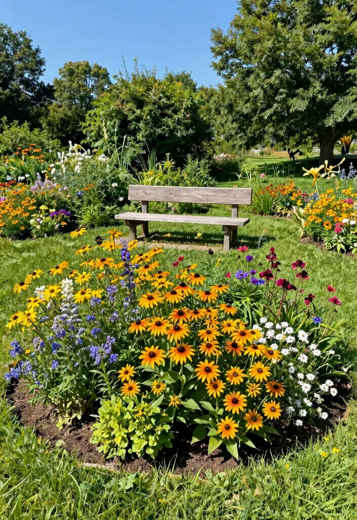 10 Circular Flower Bed Ideas for Balanced Garden Designs - 1. Wildflower Wonderland
