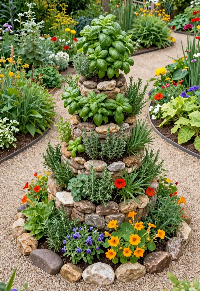 10 Circular Flower Bed Ideas for Balanced Garden Designs - 3. Herb Spiral Oasis