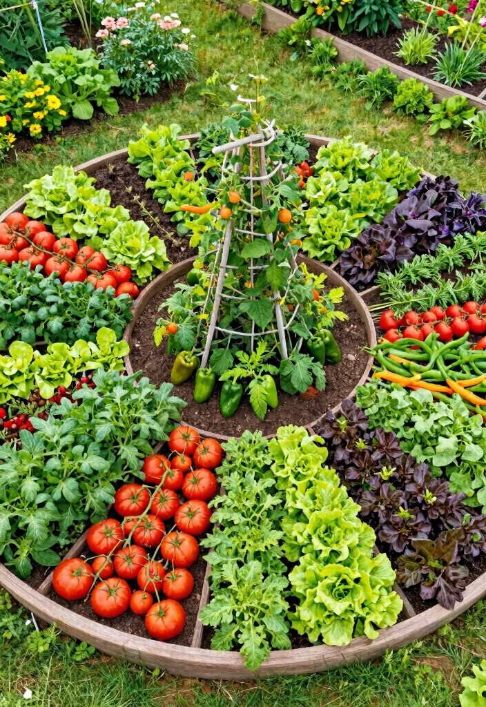 10 Circular Flower Bed Ideas for Balanced Garden Designs - 4. Circular Vegetable Paradise