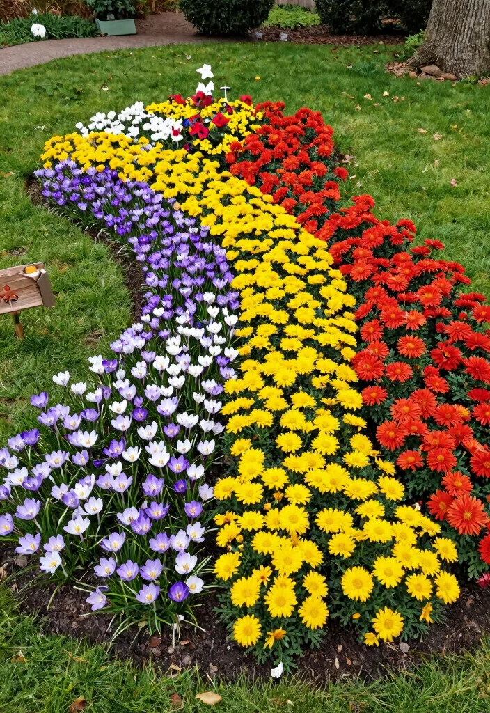 10 Circular Flower Bed Ideas for Balanced Garden Designs - 8. Seasonal Color Wheel