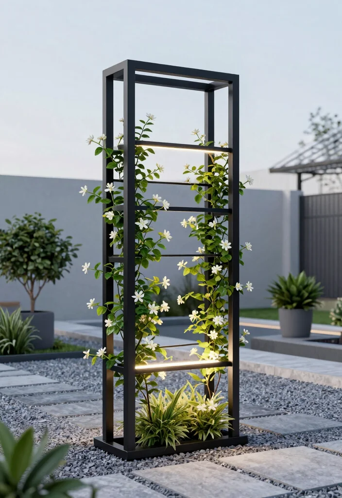 10 Jasmine Trellis Ideas for Fragrant Outdoor Style - 5. Modern Minimalist Trellis