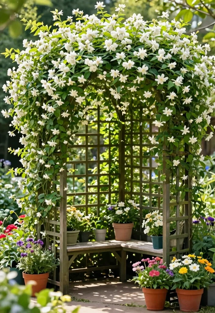 10 Jasmine Trellis Ideas for Fragrant Outdoor Style - 9. Vertical Trellis Screen