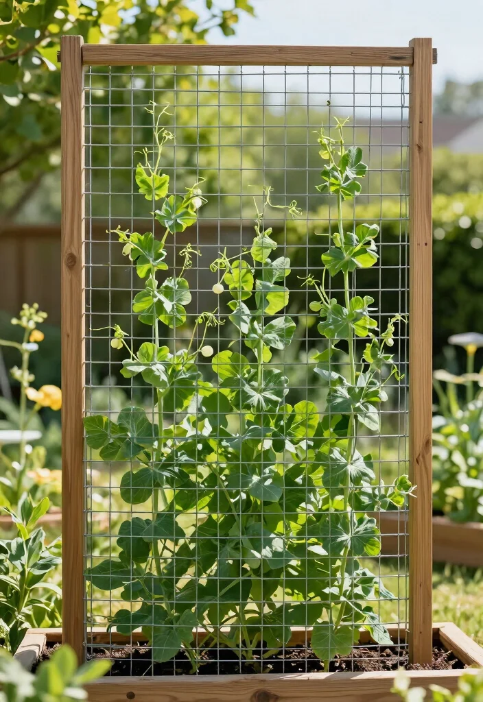 10 Pea Trellis Ideas for Small Gardens and Raised Beds - 3. Wire Mesh Trellis