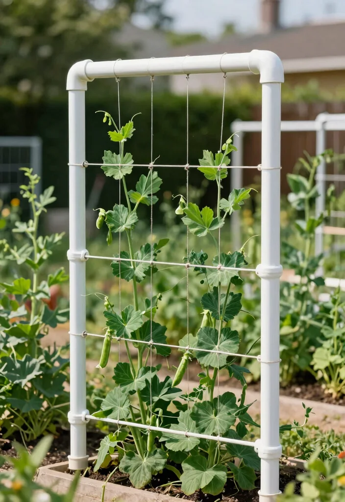 10 Pea Trellis Ideas for Small Gardens and Raised Beds - 6. PVC Pipe Trellis