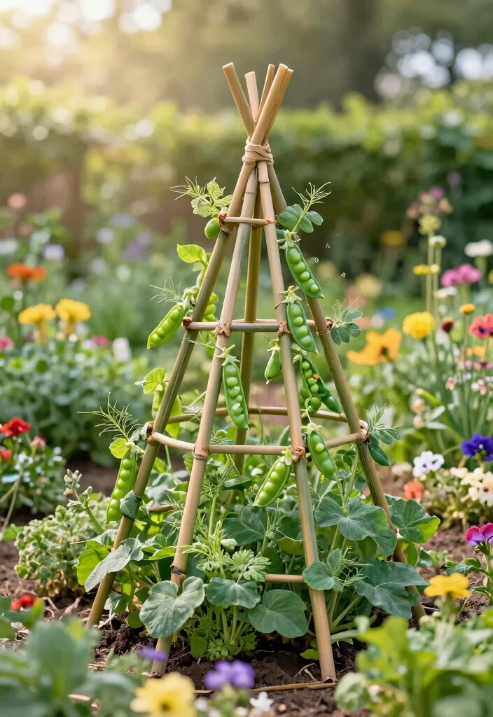 10 Pea Trellis Ideas for Small Gardens and Raised Beds - 8. Bamboo Teepee Trellis