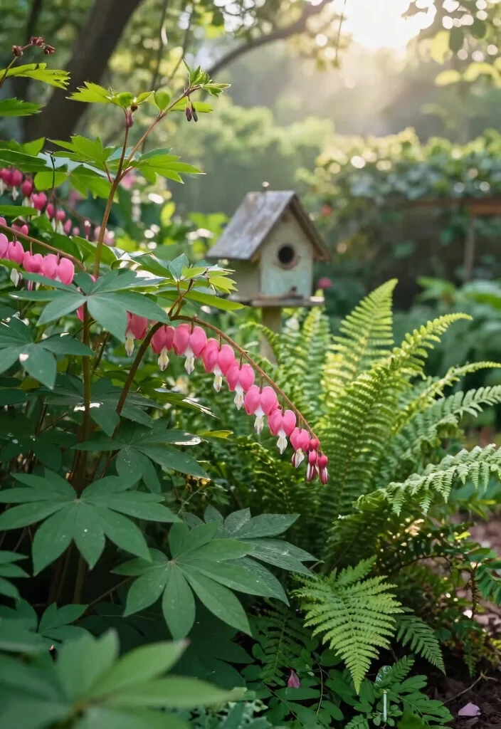 10 Shady Flower Bed Ideas for Low Light Garden Corners - 3. Bleeding Hearts for Whimsical Charm