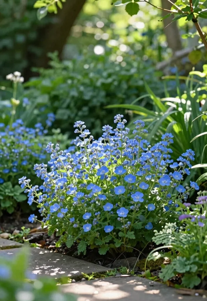 10 Shady Flower Bed Ideas for Low Light Garden Corners - 9. Brunnera for Dainty Blue Flowers