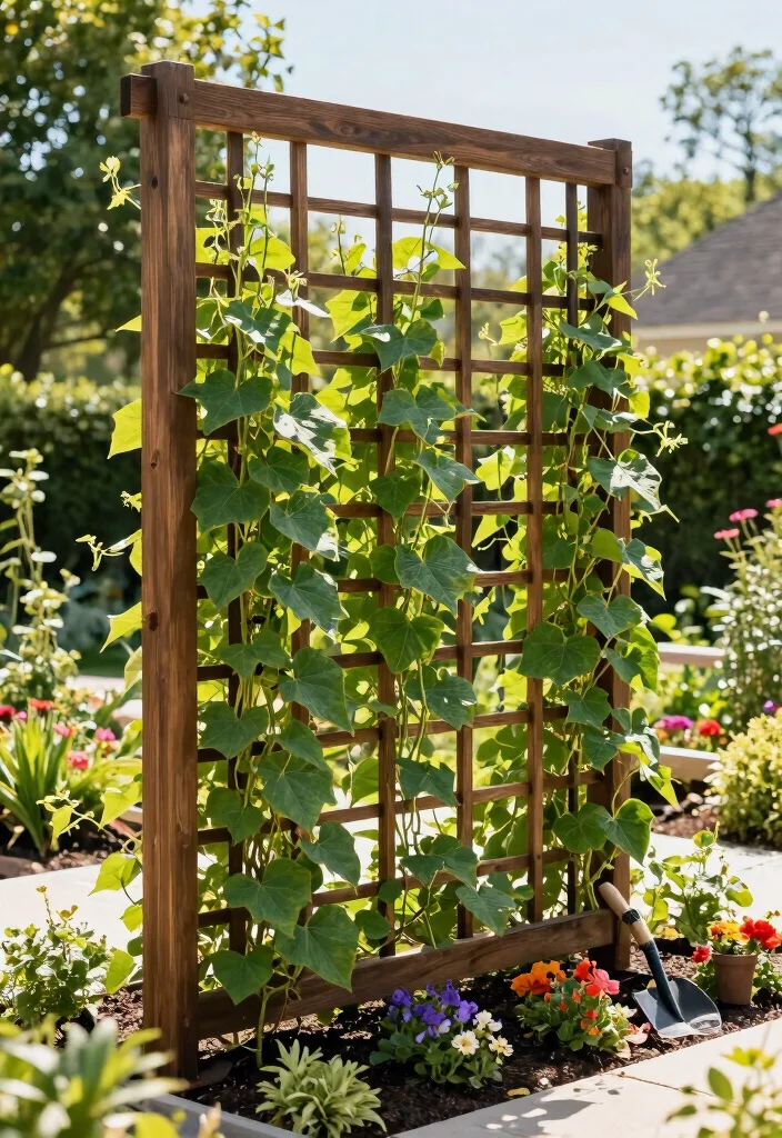 12 Bean Trellis Ideas That Support Strong Vines and Bigger Yields - 10. Vertical Grid Trellis