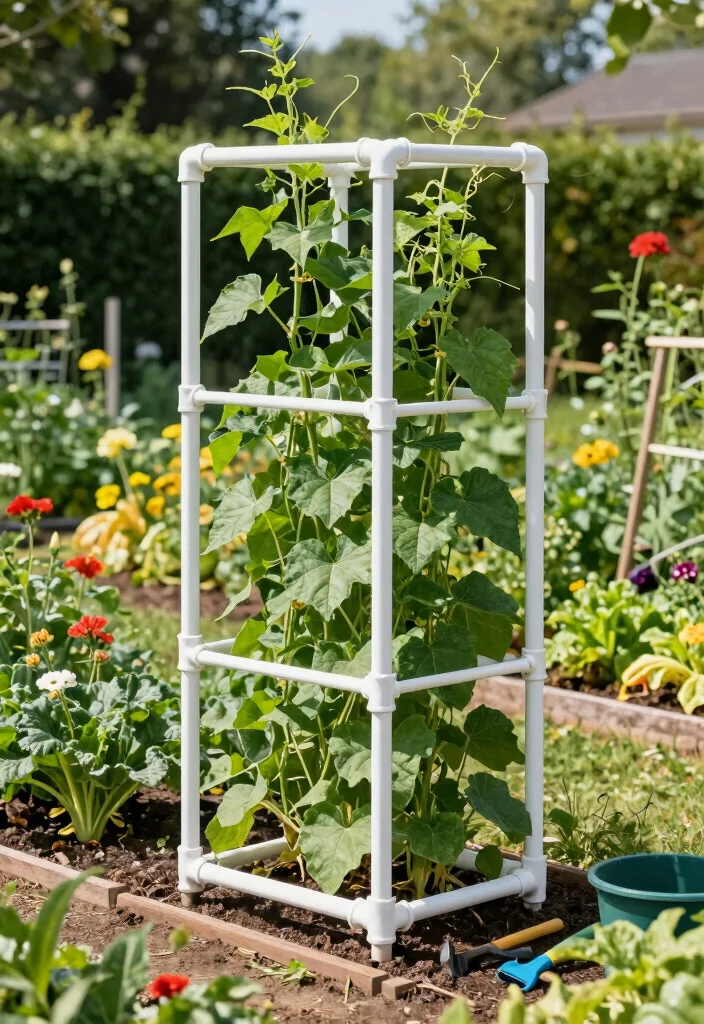12 Bean Trellis Ideas That Support Strong Vines and Bigger Yields - 4. DIY PVC Pipe Trellis