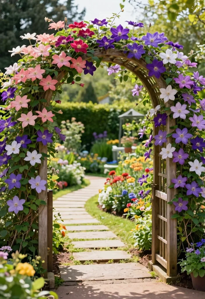 12 Clematis Trellis Ideas to Show Off Blooms in Any Garden - 10. Garden Arch Trellis