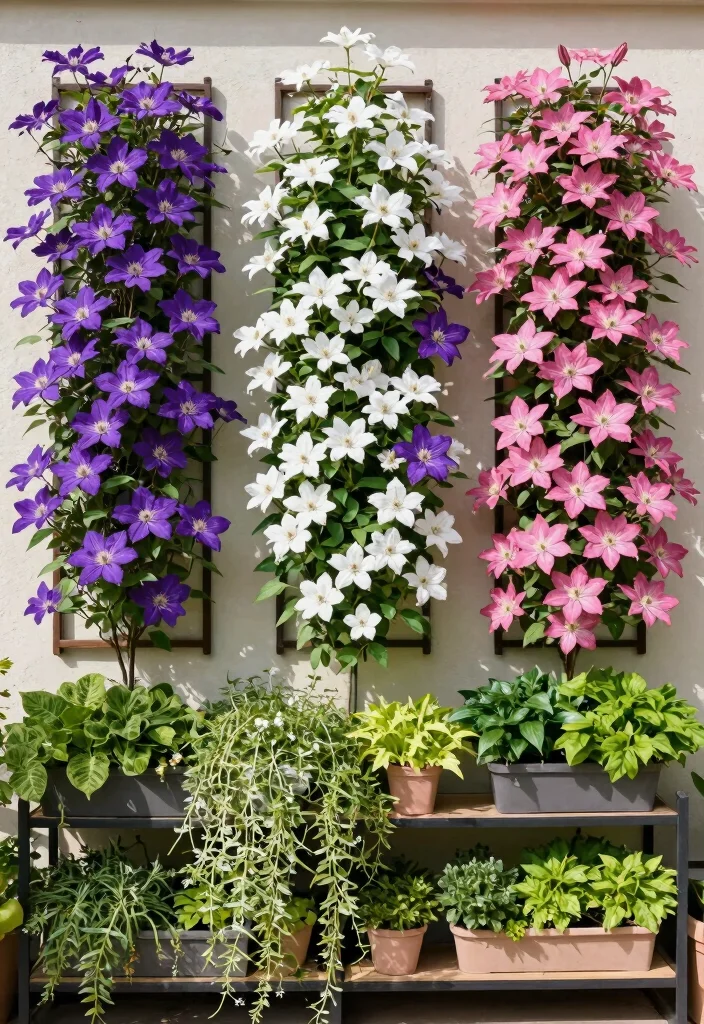 12 Clematis Trellis Ideas to Show Off Blooms in Any Garden - 3. Vertical Garden Wall