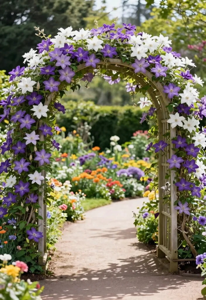 12 Clematis Trellis Ideas to Show Off Blooms in Any Garden - 5. Elegant Arched Trellis