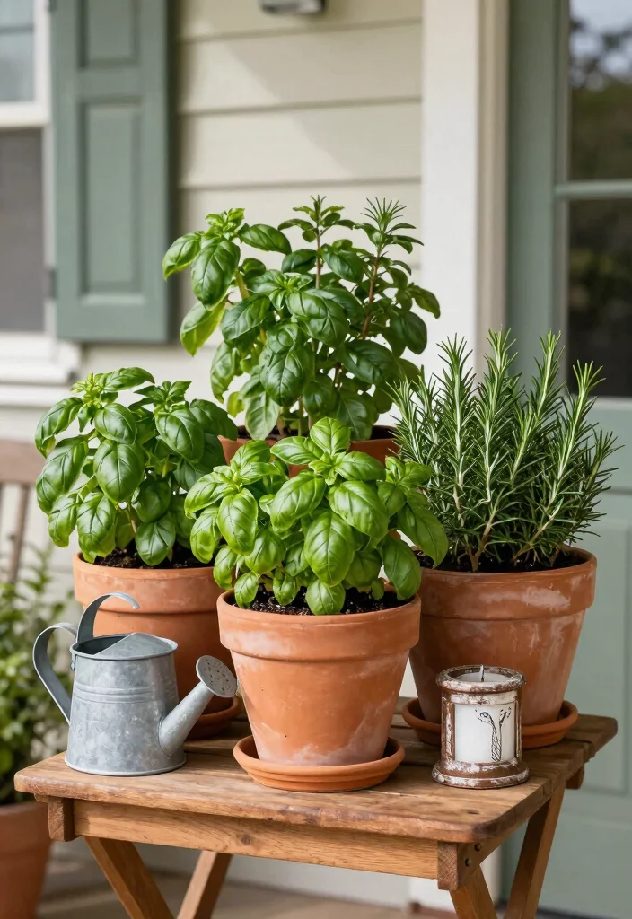 12 Front Porch Planter Ideas for Welcoming Seasonal Decor - 3. Terracotta Pots with Herbs