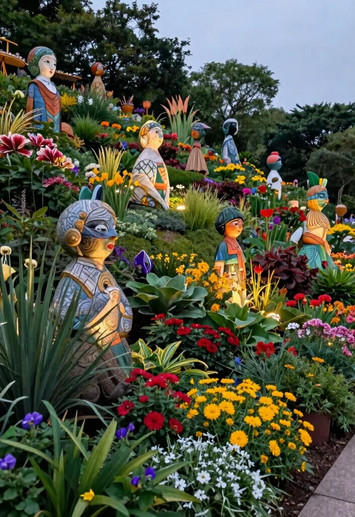 12 Hillside Backyard Landscaping Ideas for Stable Stylish Slopes - 10. Artistic Sculptures and Art