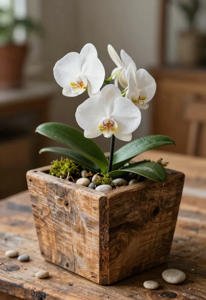 12 Orchid Planter Ideas for Healthy Roots and Pretty Displays - 1. Rustic Wooden Planters