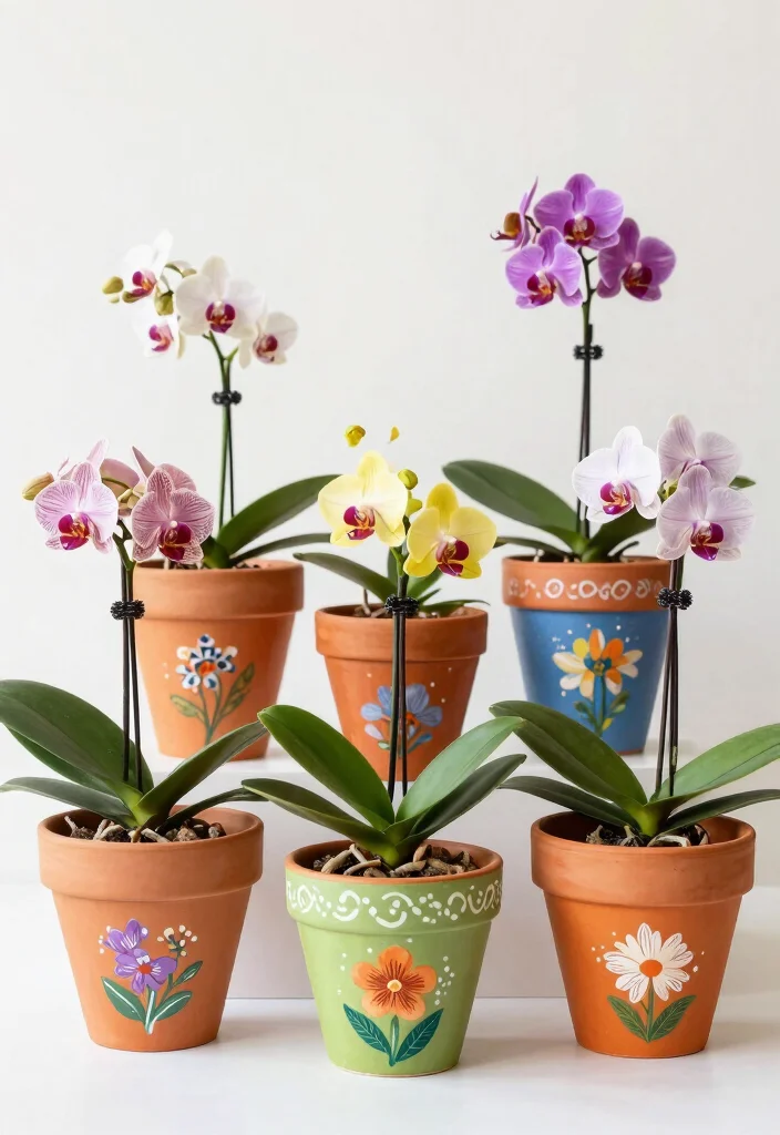 12 Orchid Planter Ideas for Healthy Roots and Pretty Displays - 9. Terracotta Pots with Custom Designs