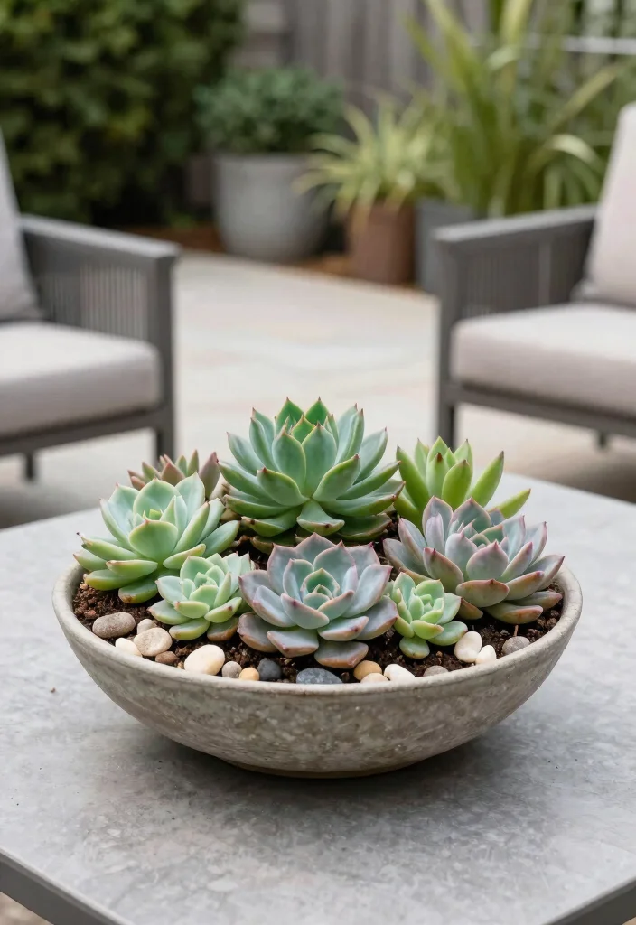 12 Part Shade Planter Ideas for Low Light Patio Corners - 4. Succulent Garden in a Bowl