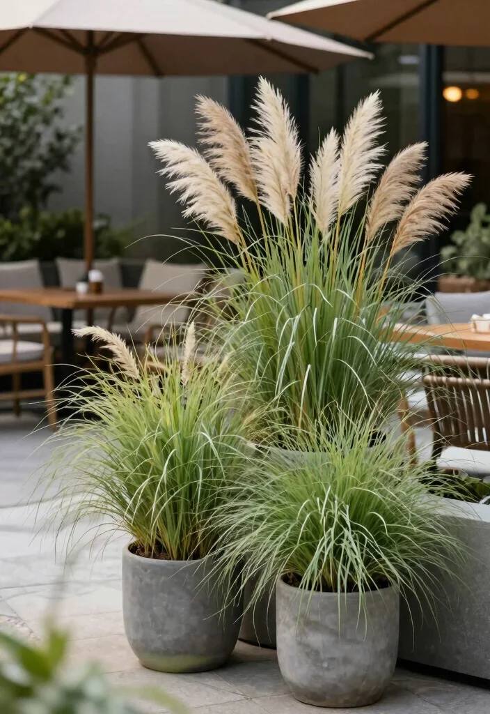 12 Part Shade Planter Ideas for Low Light Patio Corners - 6. Ornamental Grasses