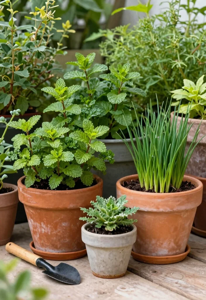 12 Part Shade Planter Ideas for Low Light Patio Corners - 7. Container Herb Garden