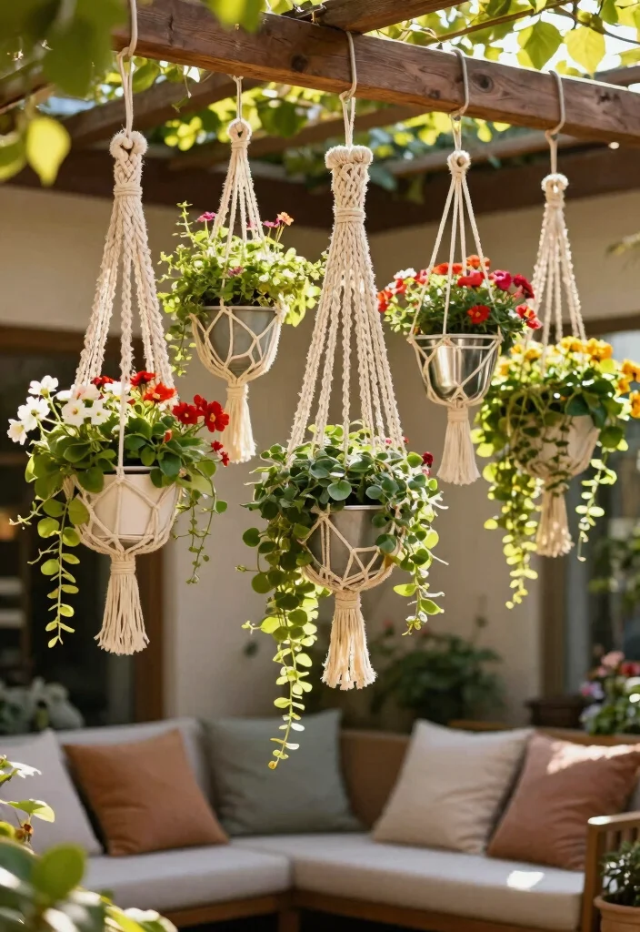 12 Patio Plant Ideas to Add Color and Height Outdoors - 3. Hanging Planters