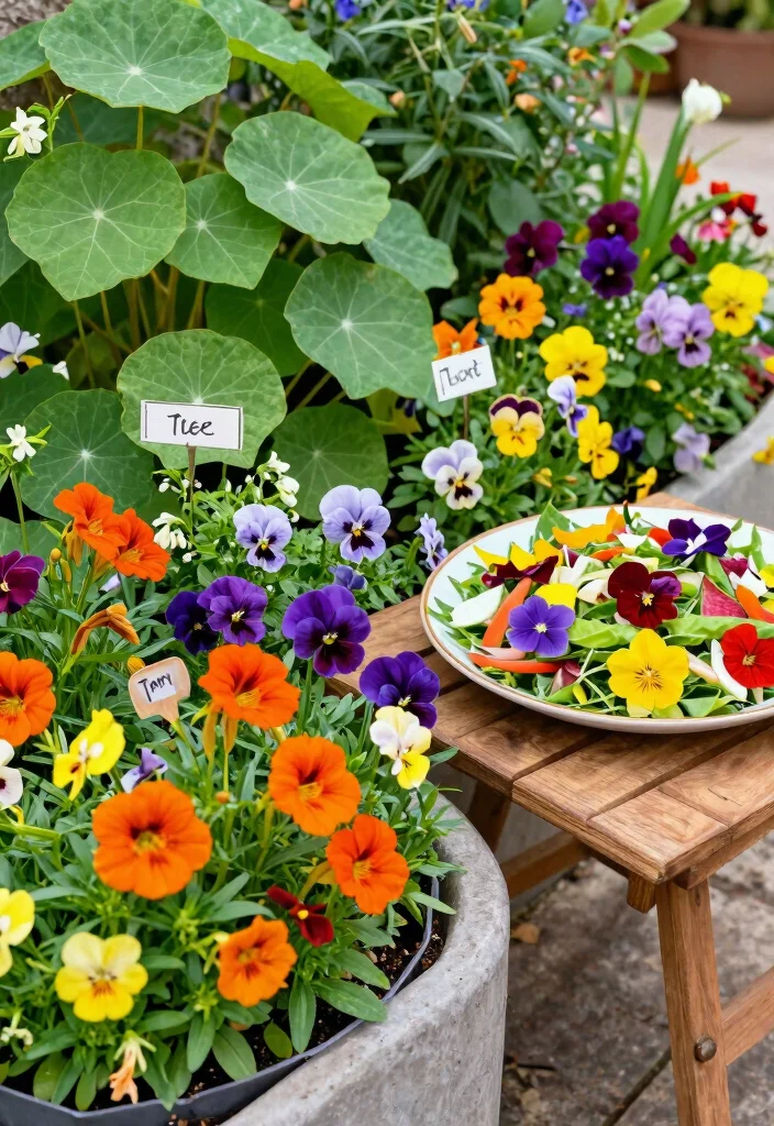 12 Patio Plants Ideas to Refresh Outdoor Sitting Areas - 5. Edible Flowers for a Unique Touch