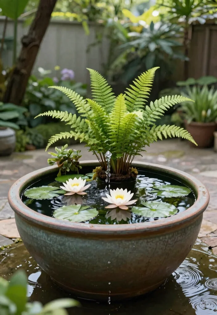 12 Patio Plants Ideas to Refresh Outdoor Sitting Areas - 7. Container Water Gardens for Serenity