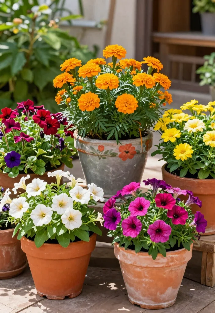 12 Patio Plants Ideas to Refresh Outdoor Sitting Areas - 8. Colorful Annuals for Instant Impact
