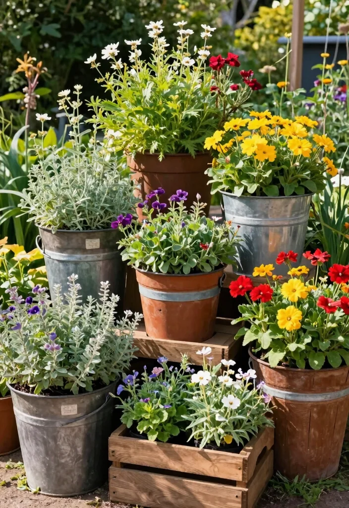 12 Planter Ideas for Full Sun That Thrive in Hot Weather - 11. Recycled Container Solutions