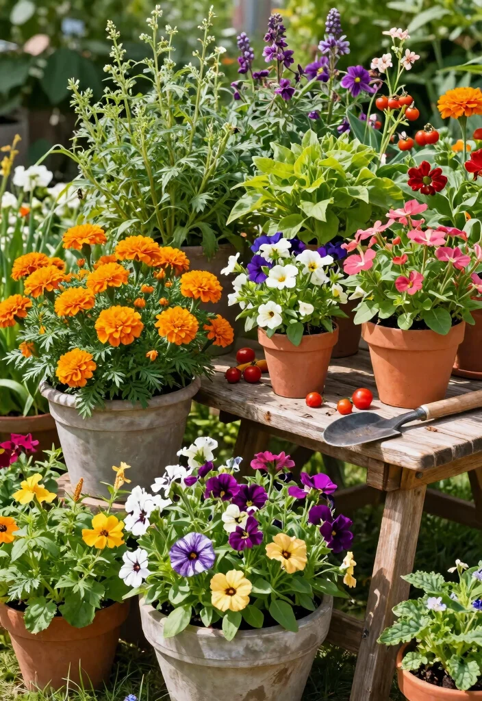 12 Planter Ideas for Full Sun That Thrive in Hot Weather - 3. Colorful Container Mix