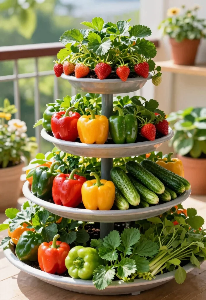 12 Planter Ideas for Full Sun That Thrive in Hot Weather - 5. Tiered Vegetable Planters