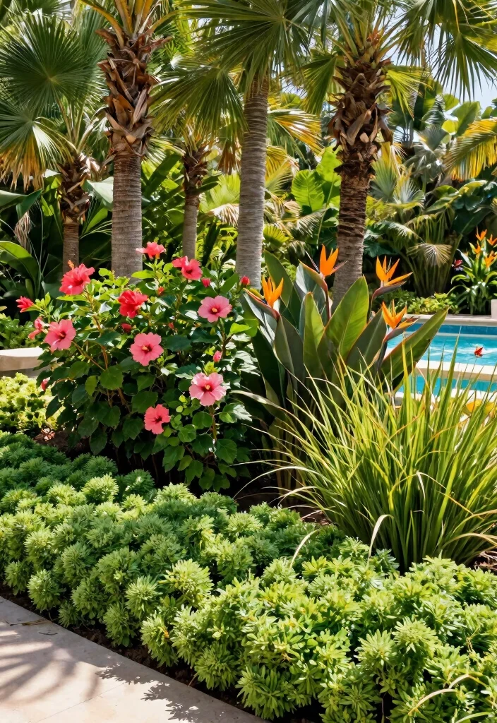 12 Poolside Landscaping Ideas for a Relaxed Resort Feel - 1. Layered Greenery