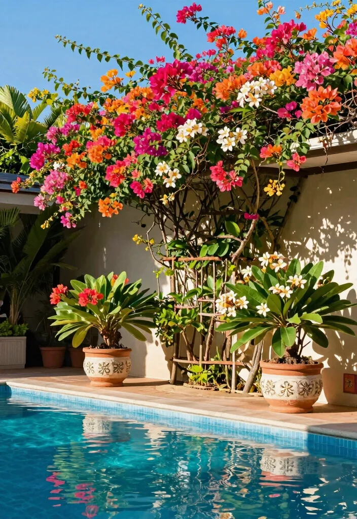 12 Poolside Landscaping Ideas for a Relaxed Resort Feel - 5. Colorful Plant Accents
