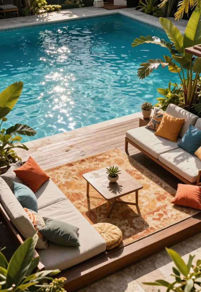 12 Poolside Landscaping Ideas for a Relaxed Resort Feel - 7. Stylish Patio Design