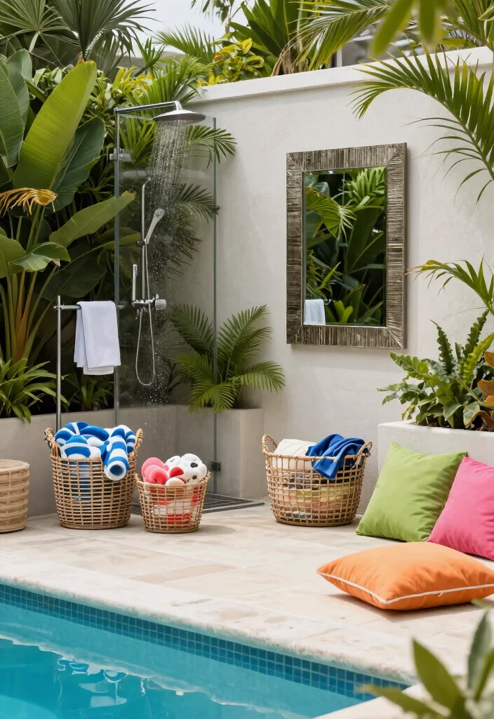 12 Poolside Landscaping Ideas for a Relaxed Resort Feel - 8. Functional Garden Decor