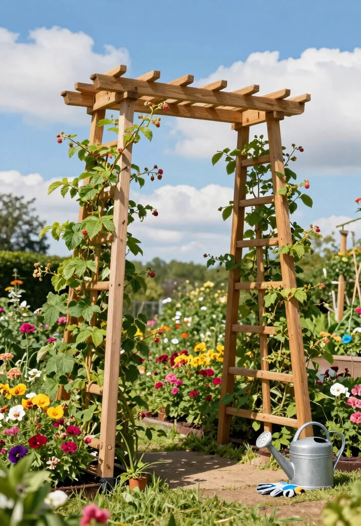 12 Raspberry Trellis Ideas for Healthy Growth in Small Gardens - 1. Classic Wooden A-Frame Trellis