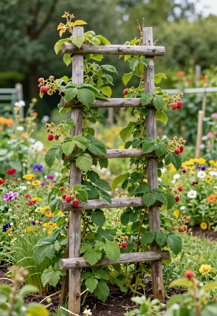 12 Raspberry Trellis Ideas for Healthy Growth in Small Gardens - 11. DIY Grape Vine Trellis for Raspberries