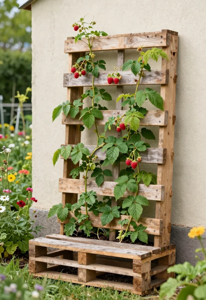 12 Raspberry Trellis Ideas for Healthy Growth in Small Gardens - 3. DIY Pallet Trellis