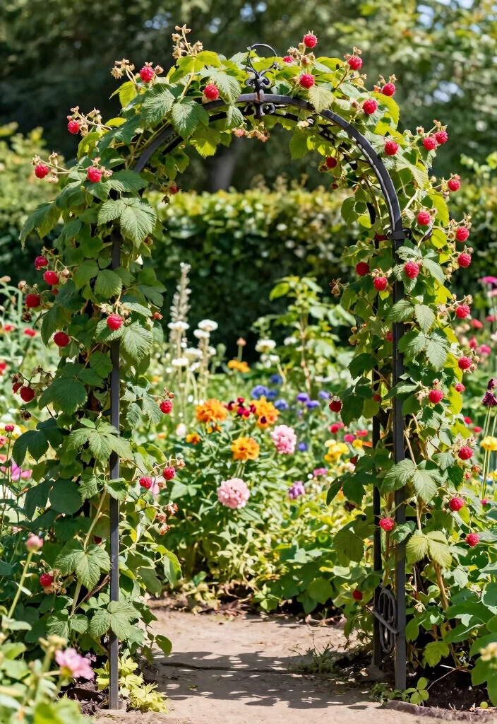 12 Raspberry Trellis Ideas for Healthy Growth in Small Gardens - 4. Arched Garden Trellis