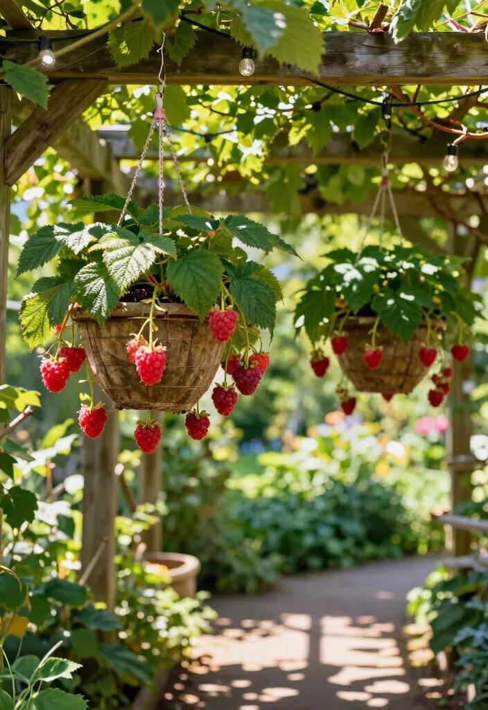 12 Raspberry Trellis Ideas for Healthy Growth in Small Gardens - 7. Hanging Basket Trellis