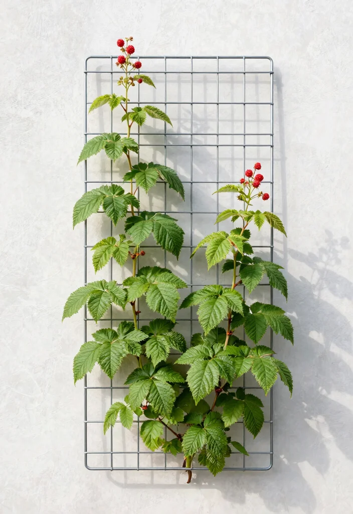 12 Raspberry Trellis Ideas for Healthy Growth in Small Gardens - 8. Metal Grid Trellis