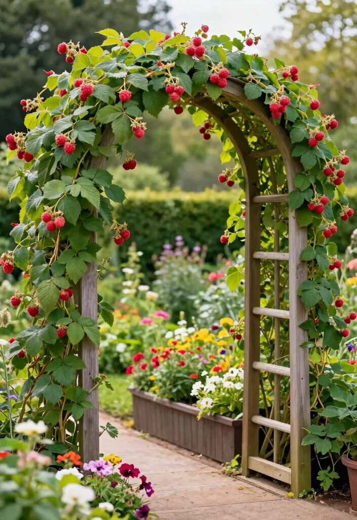 12 Raspberry Trellis Ideas for Healthy Growth in Small Gardens - 9. Garden Arch with Planters