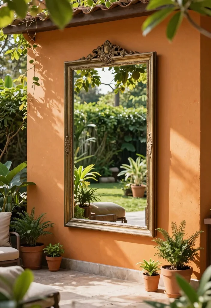 12 Small Backyard Patio Ideas for Compact Yet Stylish Spaces - 6. Use of Mirrors to Create Illusions of Space