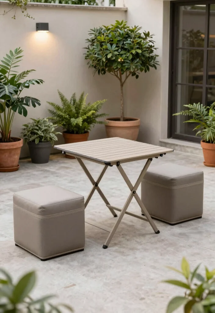 12 Small Backyard Patio Ideas for Compact Yet Stylish Spaces - 8. Multipurpose Furniture for Efficient Use