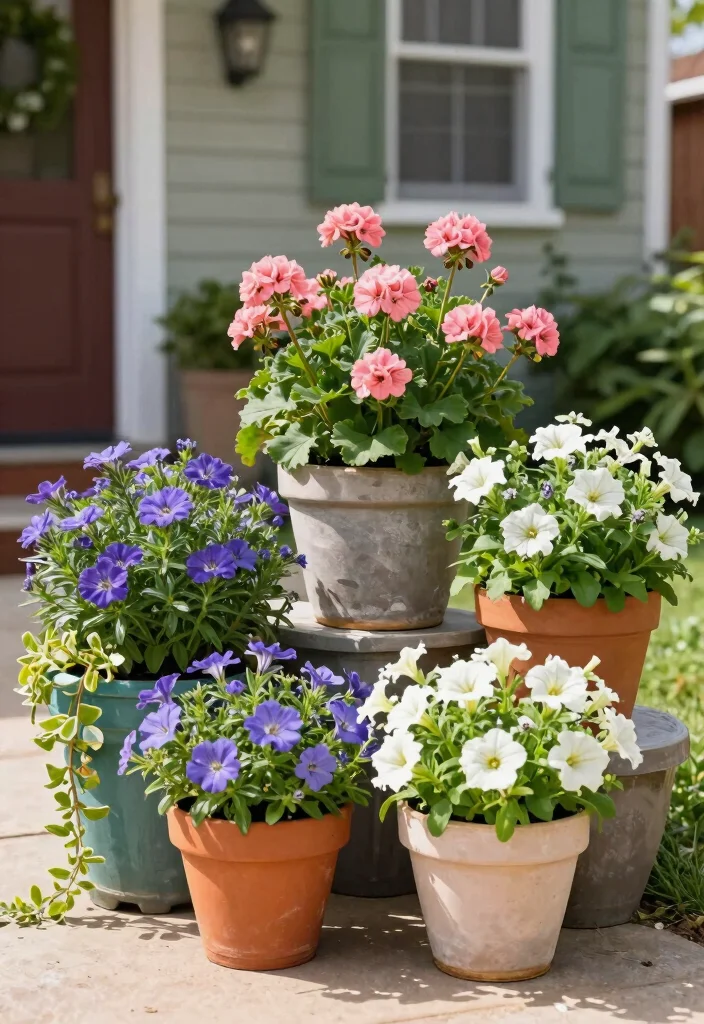 12 Small Front Yard Flower Bed Ideas for Charming Curb Appeal 111 12 Small Front Yard Flower Bed Ideas for Charming Curb Appeal - 11. Charming Container Arrangements