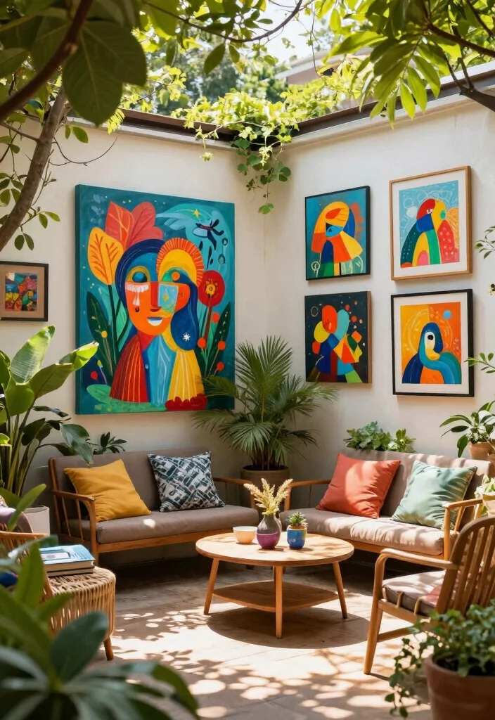 12 Small Outdoor Patio Ideas That Maximize Cozy Spaces - 12. Personal Touches with Art