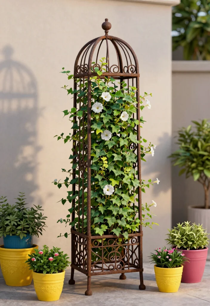 12 Trellis Ideas for Privacy That Add Charm and Coverage 12 12 Trellis Ideas for Privacy That Add Charm and Coverage - 2. Elegant Metal Trellis